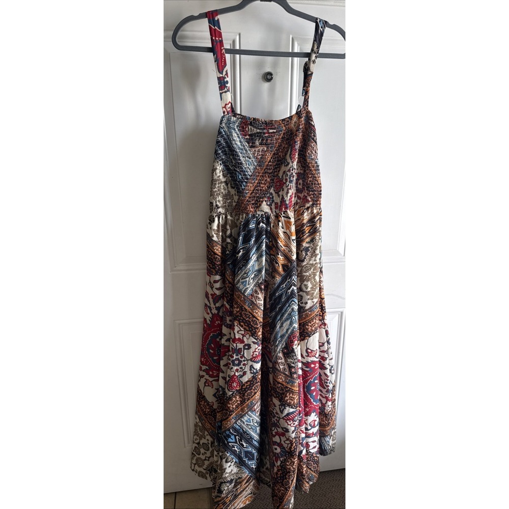 C Est 1946 Dress XL Long Maxi Full Skirt Lightweight Strap Dress Floral Stretch